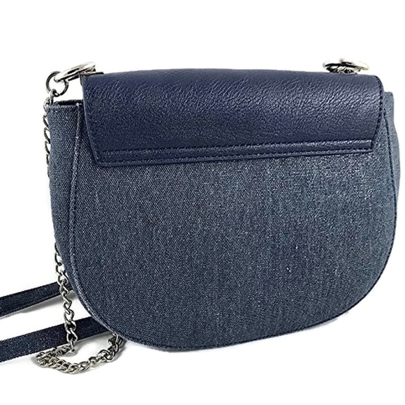 INC Denim Twill Metallic Saddle Crossbody Bag  NWT - Picture 4 of 5